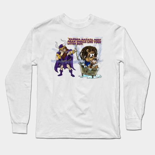 Minnesota Vikings Fans - Kings of the North vs Stinky Kitties Long Sleeve T-Shirt by JustOnceVikingShop